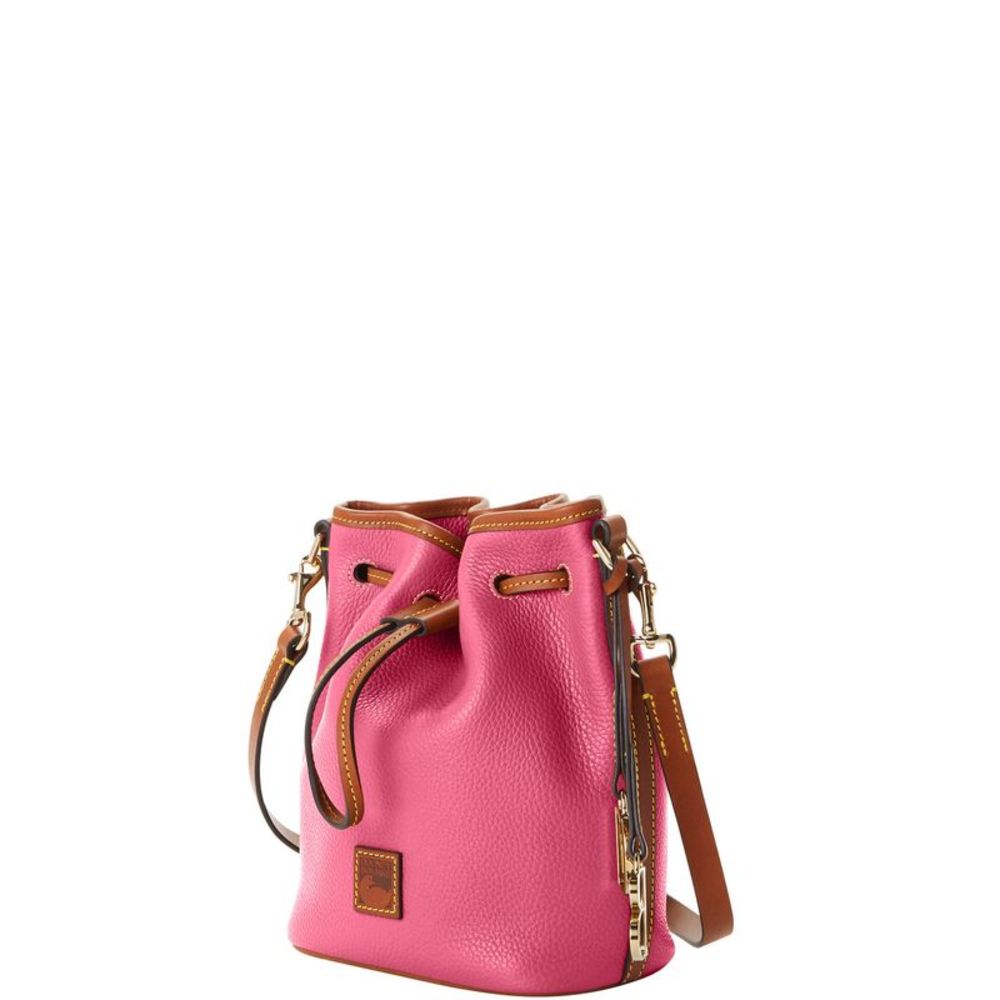 Dooney & Bourke Pebble Grain Small Drawstring Shoulder Bag - Hot Pink - Picture 2 of 4